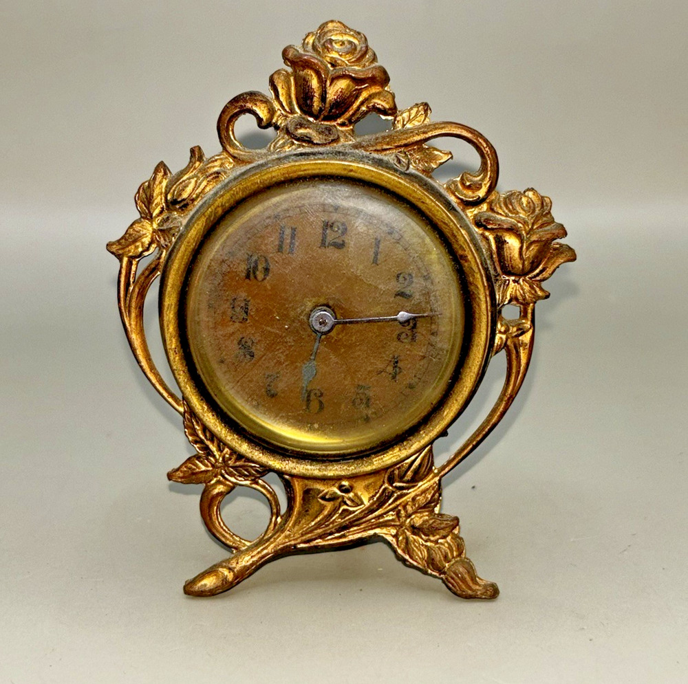 Jennings Brothers Ornate Gilt Metal Antique Clock 395
